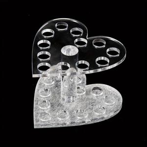 TEMU 12구 아크릴 젤펜 브러쉬 홀더, 하트 모양 받침대 스탠드 진열대 정리함, 네일아트 펜 메이크업 브러쉬 사무실 가정용 아이라이너 탁상용 홀더 수납함 네일아트 도구 뷰티 도구