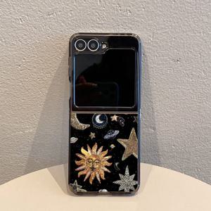 TEMU 휴대폰 케이스 - 5236 추상 우주 은하 블랙 패턴 TPU 충격 방지 폰 케이스 (삼성 갤럭시 Z 플립 7용), 삼성 갤럭시 Z 플립 7 시리즈와 호환, 슬림하고 가벼운 디자인으로 전체 보호 제공