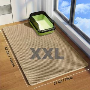 TEMU 고양이 모래 흘림 방지, 미끄럼 방지, 세탁 가능, 냄새 차단, 쉬운 청소 - 고양이 화장실 및 애완동물 쓰레기 보호에 완벽한 세탁 가능한 고양이 매트 | 내구성 강한 고양이 매트 3가지 사이즈