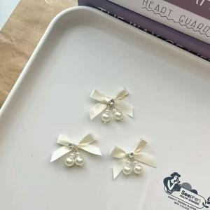 TEMU 10개 수제 진주 리본 DIY 액세서리, 신선한 리본 장식으로 창의적인 의류와 모자 꾸미기