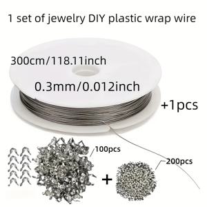 TEMU 1세트 헤비듀티 스테인리스 와이어 DIY 주얼리 만들기 키트, 30피트 이상의 공예용 와이어, Beads-Friendly Core로 목걸이 팔찌 & DIY 액세서리 디자인 가능 - 구슬, 스페이서, 클라스프 및 Findings와 호환되는 내구성과 유연함을 갖춘 초보자부터 전문가 까지를 위한 제품