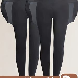 TEMU 투용 심리스 초박형 기모 바지, 부드럽고 편안한 핏 레깅스, 가을/겨울에 적합, 베이스 레이어, 라운지웨어, 잠옷으로 사용 가능|냉장고바지|파자마|바지