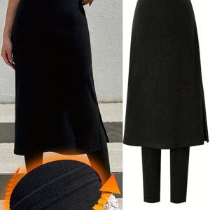 TEMU 아시아에서 제작된 긴 인조 투피스 스커트 바지|냉장고바지|바지|여성의류