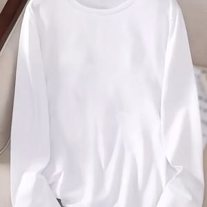 TEMU 플러스 사이즈, 플러스 사이즈 우아한 라운드넥 긴팔 티셔츠