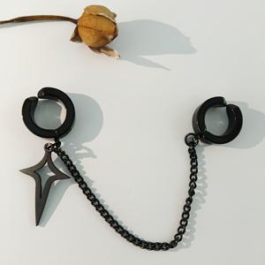 TEMU MILAIA ACCS 힙합 스타일 귀걸이, 304 스테인리스 스틸, 자석 없음, 비보석 금도금, 남녀공용, 귀바늘 없음, 트렌디한 체인 디자인, 데일리 및 파티룩, 일반 전기 도금, 1개, 배터리 없음