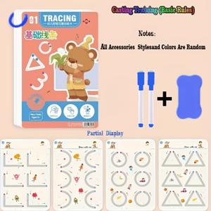 TEMU 어린이용 재사용 가능한 매직 연습장 - 영어 숫자 & 글자 쓰기 워크북 (추적 & 그림 활동 포함), 펜 컨트롤 기술, 유치원, 홈스쿨링 학습 (2025 신판) - 교실 호환 가능
