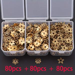 TEMU 240개/박스 레트로 골드 꽃 홀더 엔드 캡 3가지 스타일, 꽃 모자 비즈 캡, 비즈 프레임, 태슬 캡 엔드 캡, 스페이서, 귀걸이 베이스 홀더, 비즈 홀더, 패드 홀더, 팔찌 목걸이 테일 캡, 꽃 프레임 커넥터, 루스 비즈