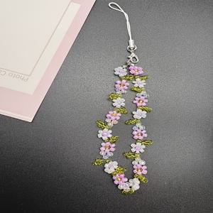 TEMU 1개 우아한 핑크 화이트 라벤더 라일락 꽃 휴대폰 스트랩, 녹색 잎 매력 & 금속 클립 - 스마트폰, 태블릿, 카메라, 열쇠 호환 - 휴대폰 케이스 액세서리용 내구성 있는 구슬 모양 부착물