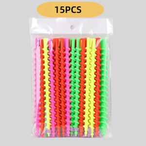 TEMU 15개, 랜덤 색상, 긴 머리용 스파이럴 고데기, 펌 도구, DIY 헤어스타일링 고데기봉