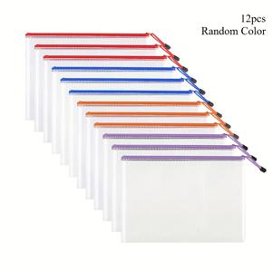 TEMU 6/12/36개 세트 A5 사이즈 메시 지퍼 수납 가방 - 랜덤 색상, 사무용품/학생 문구류 & 보드 게임 카드 및 퍼즐용 다기능 파일 정리 가방