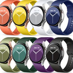 TEMU 8개입 밴드, 삼성 모델 7, 6, 5, 4 호환 (40mm 및 44mm 사이즈), Watch 6 Classic, Watch 5 Pro, Watch 4 Classic, Active 2 포함. 여성 및 남성 모두에게 적합한 20mm 소프트 실리콘 스포츠 손목 밴드입니다.
