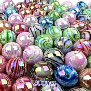 TEMU 나무결 표면의 200개 멀티 컬러 아크릴 비즈 세트입니다. 다양한 색상 코팅, , 나무 패턴이 특징이며 8mm 크기로 제작되었습니다. 비즈 팔찌 및 키체인 펜던트와 같은 주얼리 추가에 이상적입니다.