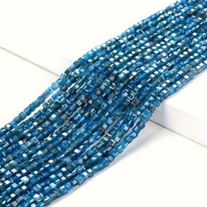 TEMU 약 52개 3mm AAA 천연 블루 아파타이트 큐브 비즈 스트랜드 | 투명한 연한 파란색 톤 | & 보호 주얼리 제작 재료 | 수제 목걸이, 팔찌, 귀걸이에 이상적 | 물고기자리 & 목 차크라에서 영감을 받음 | 겨울, 추수감사절, 크리스마스 창작에 완벽