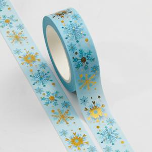 TEMU 1롤 골드 포일 블루 눈꽃 장식 와시 테이프 정리 스크랩북 마스킹 테이프 사무용 문구