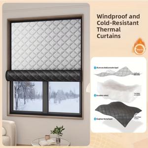 TEMU 겨울용 방풍 및 방한 단열 커튼/창문 필름 - 고강도 두꺼운 단열 패널, 무드릴 설치, 침실용 보온 밀폐 창문, 쉽게 붙이고 떼는 스티커