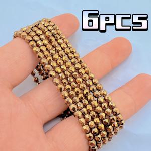 TEMU 6개 천연 피리트 부자 팔찌 세트 - 핸드 비드 4mm & 6mm 정품 스톤 비즈, 남녀 공용 빈티지 스타일 주얼리, 크리스마스 선물, 태양대추 차크라, 발렌타인데이 선물로 완벽, 배터리 없음|남자팔찌