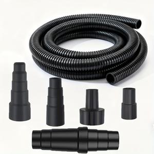 TEMU 5-32mm ID, 길이, 검은색 플라스틱 구조의 헤비 듀티 진공 호스 먼지 수집 키트 (목공, 습식/건식 작업용 진공 청소기, 미터톱, 테이블 톱용) - 대부분의 전동 공구, 진공 청소기 호스, 작업장 진공, 내구성 좋은 진공 호스와 호환 가능