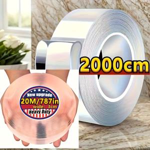 TEMU 고강도 투명 나노 양면 테이프 1롤 - 폭 3cm, 유리, 플라스틱, 목재, 금속용 | DIY 공예, 임시 설치, 바인더 제본, 홈 데코 및 사무실 정리용으로 적합한 재사용 가능한 잔여물 없는 접착제|포카바인더
