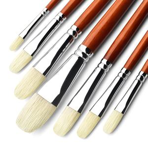TEMU 돔 델피임 7피스 프로페셔널 페인트 브러쉬 세트, 오일 & 아크릴용 천연모 필버트 브러쉬, 긴 나무 손잡이, 페인팅 용품 키트