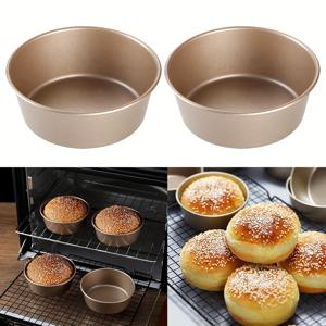 TEMU 4인치 햄버거 번 빵틀 & 논스틱 케이크 팬 - 탄소강 재사용 가능 베이크웨어, 에어프라이어용 라운드 베이킹 팬, 햄버거 번, 쿠겔호프, 점보 머핀, 미니 파이용 - 소형 오븐 및 에어프라이어용