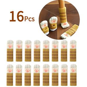 TEMU 16개 세트 니트 귀여운 의자 다리 커버, 두꺼운 고양이 발바닥 테이블 및 의자 다리 패드, 소음 감소 테이블 다리 패드, 스툴 다리 보호대, 완벽한 소음 감소 테이블 및 의자 다리 양말 세트, 고탄력 바닥 보호대, 미끄럼 방지 의자 다리 양말, 가구 다리 커버, 직경에 적합, 직조 가구 패드!