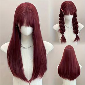 TEMU 우아한 스타일의 26인치 여성용 가발입니다. 색상의 앞머리가 있는 롱 헤어로, 데일리룩에 완벽하며 볼륨을 더하고 할로윈, 크리스마스, 파티 데이트에 적합합니다.