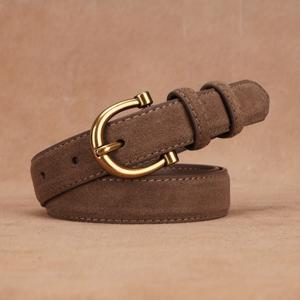 TEMU 빈티지 다용도 여성용 가죽 벨트, 청바지, 캐주얼 바지, 정장 바지, 스커트 및 일상적인 출퇴근에 적합하며, 스웨이드 가죽 끝단이 특징입니다.