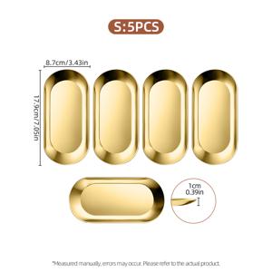 TEMU 5개 세트 한국 스타일 타원형 접시, 스테인리스 스틸 골드 타원형 서빙 트레이, 튼튼하고 내구성이 뛰어난 -등급 재료로 제작, 가정 주방 및 레스토랑에 적합, 주얼리 트레이, 화장품 정리함으로 사용 가능