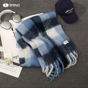 TEMU 1개, Shengming 블루 스카프, 겨울 분위기에 완벽, 다용도 및 따뜻함, 목을 위한 고급 선물, 크리스마스 선물로 훌륭한 선택