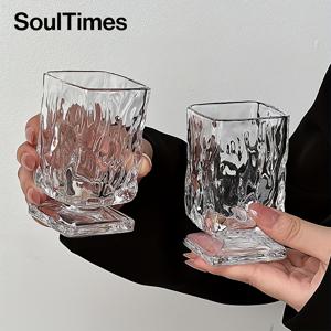 TEMU 1/2개 SOULTIMES 고대 나무 패턴 사각 유리 | 180ml/6oz 니치 쇼트 풋 디자인 (밀크 커피, 주스 & 칵테일용) - 콜드 브루 컵, 시니어 감성 - 식기세척기 사용 가능, 독특한 음료 용기 - 라마단 및 집들이 선물로 적합