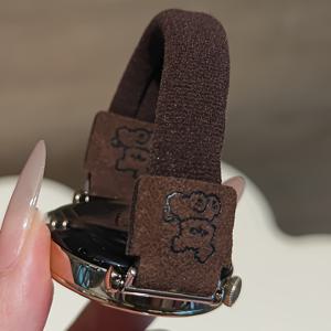 TEMU 20mm 22mm 귀여운 강아지 디자인 나일론 스트레치 밴드 (Apple Watch 및 Samsung Galaxy Watch 호환) | 사랑스러운 단색 탄성 밴드 (디플로이언트 걸쇠 포함), 모델 3-7, 40mm-47mm 호환, 스마트워치 스트랩 액세서리