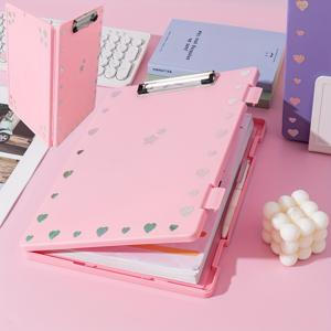 TEMU A4 문서 클립 폴더, 글리터 하트 & 별 스티커 포함 - 학생용 대용량 바인더, 시험 필기 패드, 시험지 정리함, 강화 다기능 드로잉 보드 클립, 악보 홀더, 회의 폴더, 문서 정리함|A4용지