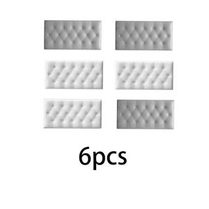 TEMU 6개 자가 접착 벽 헤드보드 패드 | 클래식 안전 범퍼 보호 패드, 쉬운 설치 폼 벽 스티커, 침실 장식에 적합, 화이트 & 그레이, 벽 백킹 또는 접착 커플 패드로 사용 가능