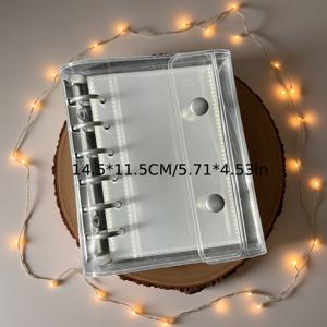 TEMU 실버 PVC 더블 스냅 바인더, 루즈리프 포토 앨범, 분리형 A7 투명 노트북 커버, 카드 앨범 수집