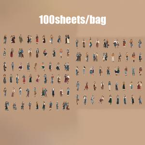 TEMU 스티커 100매입 1박스, 모던 뷰티 시리즈 아메리칸 빈티지 캐릭터 하드 카드 스티커 팩, 저널 베이스 장식 스티커, 사진 앨범, 일기, 휴대폰 케이스 꾸미기용, 저널 및 스크랩북 제작을 즐기는 분들을 위한 풍부한 패턴 재료 팩