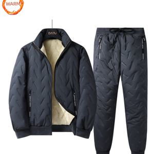TEMU 남성용 겨울 캐주얼 초음파 재킷 & 긴 바지 따뜻한 플리스 방풍 세트|스포츠|냉장고바지|남자옷