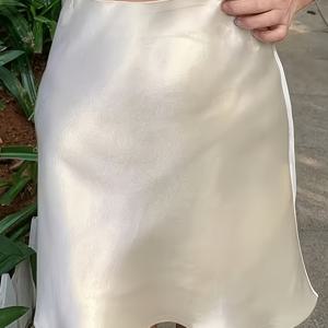 TEMU 여성용 하이웨이스트 패션 아세테이트 스커트, 우아한 이브닝 가운, 패션 미니 A라인 스커트