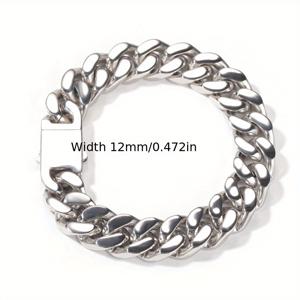 TEMU 이 트렌디한 힙합 쿠바 링크 팔찌는 남녀 모두에게 적합합니다. 스프링 걸쇠가 특징인 디자인으로, 티타늄 304L 스테인리스 스틸로 제작되었으며 힙합 스타일에 완벽하게 어울립니다.|팔찌|남자팔찌