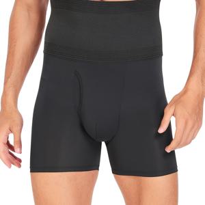 TEMU 남성용 하이웨이스트 복부 컨트롤 엉덩이 리프팅 운동 반바지 - 중간 신축성 솔리드 블랙 체육관 & 캐주얼 착용, 슬림핏 통기성 애슬레틱 쇼츠, 매끄러운 외모