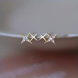 TEMU 여성용 천상 상징 보석으로, 니켈 프리 코팅이 적용된 구리 재질의 귀걸이로, 매일 및 파티용으로 사용할 수 있는 귀여운 단순한 이중 별 스타드 귀걸이입니다.