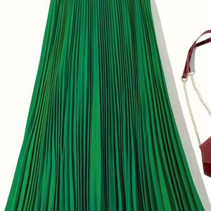 TEMU 봄/가을 다용도 패셔너블 우아한 프레스폴드 기술 플리츠 A라인 롱 스커트