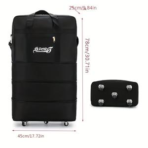 TEMU 대용량 접이식 항공사 체크인 가방, 옥스포드 천으로 제작된 다층 확장형 휴대용 여행 가방, 범용 바퀴 포함, 이동 시 가볍고, 해외 출장 및 해외 유학에 적합