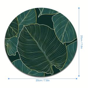 TEMU 그린 리프 디자인 7.87인치 라운드 마우스 패드 - 미끄럼 방지 고무 베이스, 사무실 및 게임용, 홈 데스크 매트, 컴퓨터 노트북, 소형 사이즈