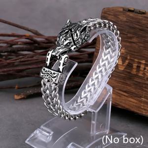 TEMU 남성용 바이킹 늑대 머리 팔찌 1개 - 스테인리스 스틸 메쉬 주얼리, 정교한 늑대 디자인, 생일 기념일 선물용 내구성 있는 패션 액세서리