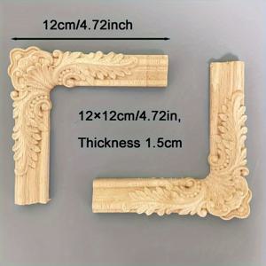 TEMU 4개의 나무 모서리 몰딩, 가구, 캐비닛 및 문 장식을 위한 미완성 조각 나무 장식 - 4.72x4.72 인치