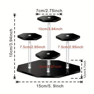 TEMU 1개 클래식 아크릴 디스플레이 스탠드, 3/4/7단 미니 피규어 쇼케이스, 팔각형 라운드 제품 홀더, 액션 피규어, 화장품, 향수, 조각상, 보석, 수집품용 - 독립형, 전기 필요 없음, 높이 27인치 이하, 3.2입방피트 미만 저장 용량, 미니 인형 디스플레이, 제품 디스플레이