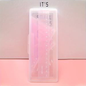 TEMU 다기능 귀여운 플라스틱 문구 키트, 맥아론 색상의 투명 물결자, 직선자, 삼각자, 각도기, 매력적인 젤리 색상 삼각 보드가 포함된 4종 세트 문구 상자