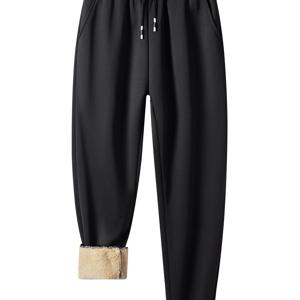 TEMU 유럽 및 미국 스타일 여성용 플리스 긴 바지, 캐주얼 스포츠 조거, 두꺼운 보온, 테이퍼드 스웨트팬츠의 새로운 가을/겨울 컬렉션