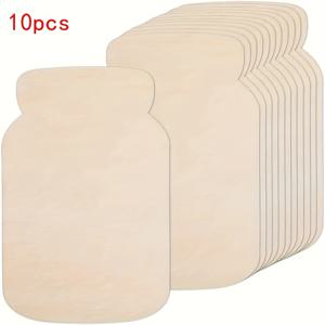 TEMU DIY 공예용 미완성 병 모양 나무 장식품 10개 세트 - 가볍고 매끄러운 천연 목재 슬라이스, 파티·이벤트 및 창의적인 프로젝트에 완벽한 홈 데코 소품