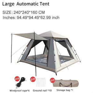 TEMU 4-6인 가족 캠핑 텐트, 자동 야외 휴대용 천막, 통풍형 썬쉐이드 접이식 사면 텐트